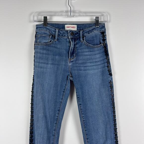 Driftwood Jackie Star Stripe High Rise Skinny Jeans Medium Wash Womens Size 24 - Picture 4 of 12